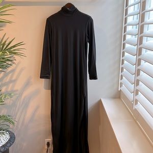 Maternity -  Black Turtleneck Maxi Dress